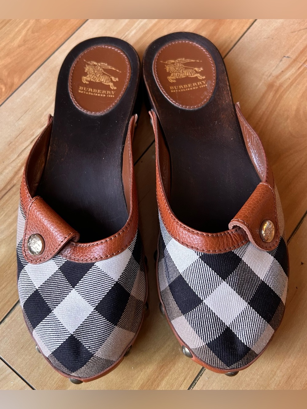 Burberry Nova Check Clog Sandals EU 38 (US 8) Womens